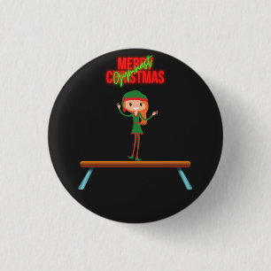 Chapa Redonda De 2,5 Cm Feliz Navidad Gymnast Elf