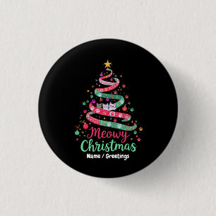 Chapa Redonda De 2,5 Cm Feliz Navidad Meowy Diseño Navideño Divertido y Li