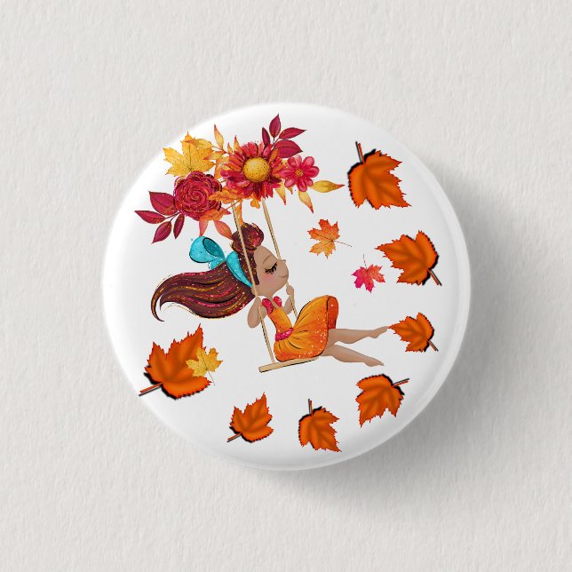 Chapa Redonda De 2,5 Cm Feliz Otoño  (Anverso)