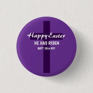 Chapa Redonda De 2,5 Cm Feliz Pascua Minimalista Simple Cruz Morada Real