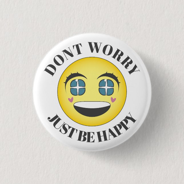 Chapa Redonda De 2,5 Cm Feliz rostro de anime (Anverso)