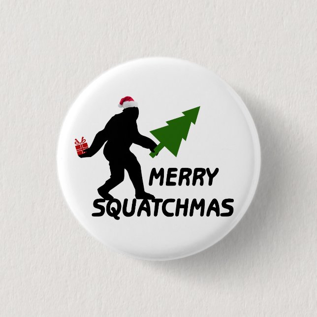 Chapa Redonda De 2,5 Cm Feliz Squatchmas (Anverso)