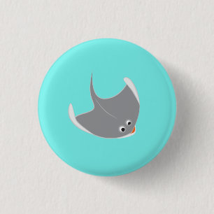 Chapa Redonda De 2,5 Cm Feliz Stingray