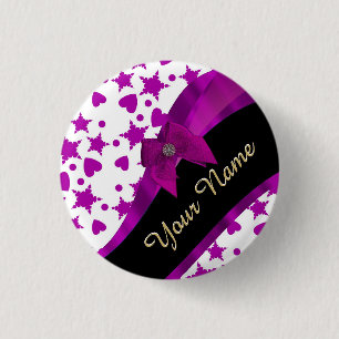Chapa Redonda De 2,5 Cm Femenino magenta personalizado bonito modelado