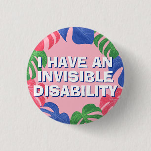 Chapa Redonda De 2,5 Cm Feminine Pink Tropical Deja Invisible Disability