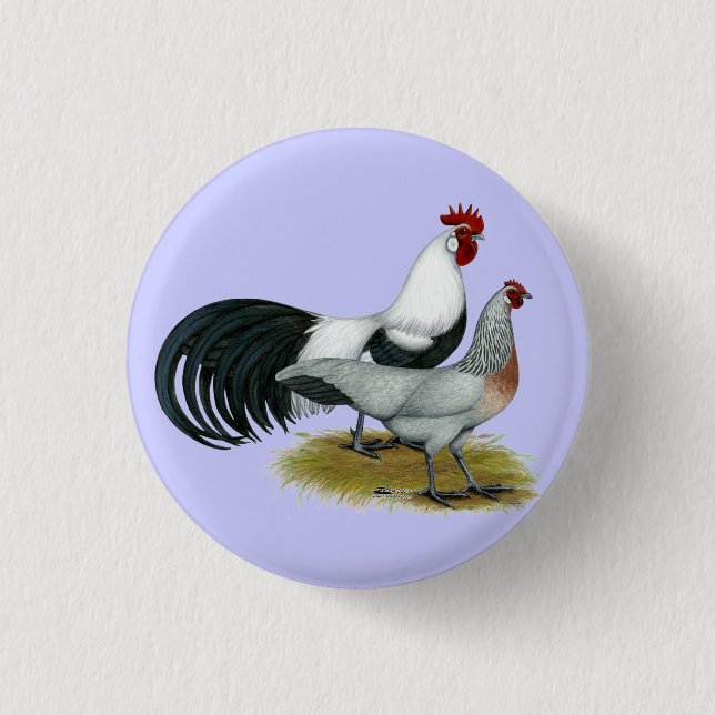 Chapa Redonda De 2,5 Cm Fénix: Par de Duckwing Plateado (Anverso)