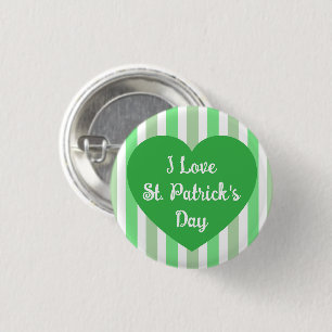 Chapa Redonda De 2,5 Cm Festive St. Patrick's Day Green Striped Heart
