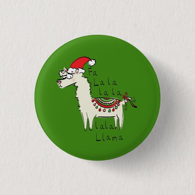Chapa Redonda De 2,5 Cm Festividad de los Navidades de Llama Cute (Anverso)