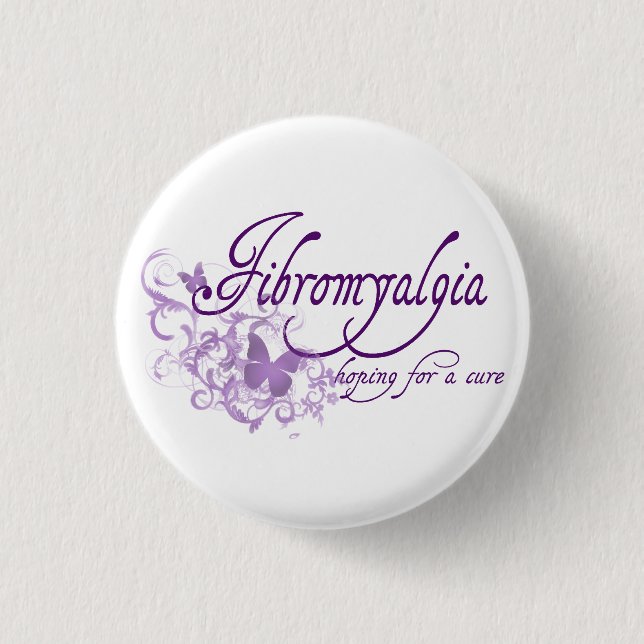Chapa Redonda De 2,5 Cm Fibromyalgia, esperando una curación (Anverso)