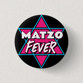Chapa Redonda De 2,5 Cm Fiebre de Matzo Azul Rosa Estrella Disco 70 Judío