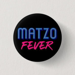 Chapa Redonda De 2,5 Cm  Fiebre de Matzo Azul Rosa Slogan Disco 70s Judío 