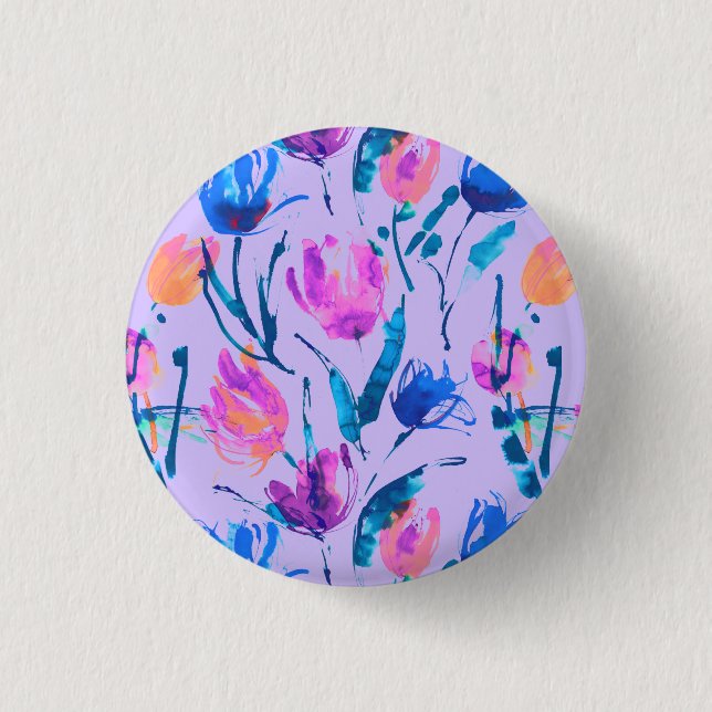 Chapa Redonda De 2,5 Cm Fiebre tulipana (Anverso)