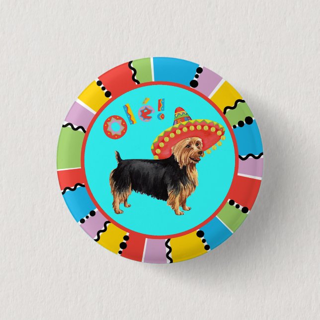 Chapa Redonda De 2,5 Cm Fiesta Australian Terrier (Anverso)