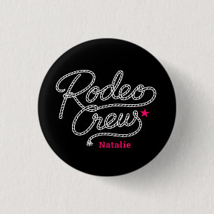 Chapa Redonda De 2,5 Cm Fiesta de Bachillerato Rosa Negro Último Rodeo Cre
