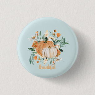 Chapa Redonda De 2,5 Cm Fiesta de calabaza otoñal Baby Shower azul,