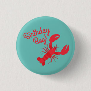 Chapa Redonda De 2,5 Cm Fiesta de cumpleaños de Boil de langosta, niños 