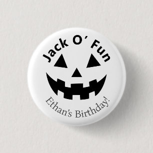 Chapa Redonda De 2,5 Cm Fiesta de cumpleaños de Halloween Jack O' Fun Pu