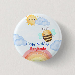 Chapa Redonda De 2,5 Cm Fiesta de cumpleaños de la abeja de miel de Cute