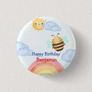 Chapa Redonda De 2,5 Cm Fiesta de cumpleaños de la abeja de miel de Cute