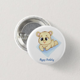 Chapa Redonda De 2,5 Cm Fiesta de cumpleaños de niño con tema del oso lind