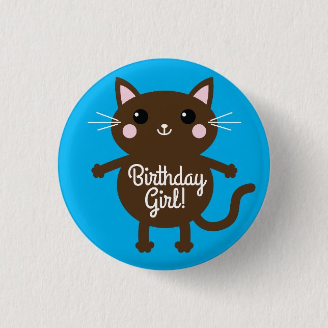 Chapa Redonda De 2,5 Cm Fiesta de cumpleaños del gato (Anverso)