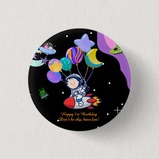 Chapa Redonda De 2,5 Cm Fiesta de Cumpleaños Espacial | Decoración de Tema