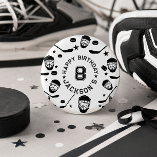 Chapa Redonda De 2,5 Cm Fiesta de cumpleaños infantil temática de hockey e