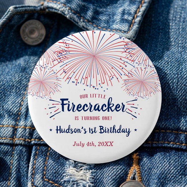 Chapa Redonda De 2,5 Cm Fiesta de cumpleaños número 1 Little Firecracker 4 (Subido por el creador)