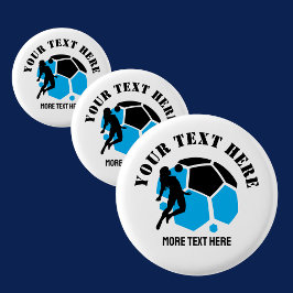 Chapa Redonda De 2,5 Cm Fiesta de cumpleaños para el fútbol de un Chica de