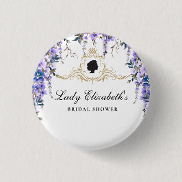 Chapa Redonda De 2,5 Cm Fiesta de Despedida de Soltera con Flores Azules V