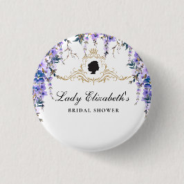 Chapa Redonda De 2,5 Cm Fiesta de Despedida de Soltera Vintage Flores Azul