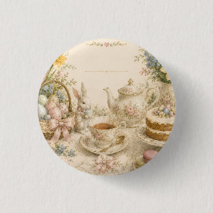 Chapa Redonda De 2,5 Cm Fiesta de té de Pascua, Celebración floral vintage