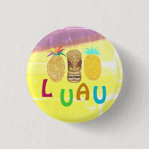 Chapa Redonda De 2,5 Cm Fiesta Luau de Piña Tiki de Verano