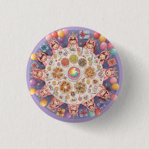 Chapa Redonda De 2,5 Cm Fiesta para niños con un tema de Unicornio