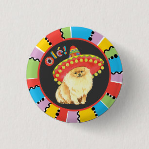 Chapa Redonda De 2,5 Cm Fiesta Pomeranian
