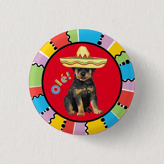 Chapa Redonda De 2,5 Cm Fiesta Rottweiler (Anverso)