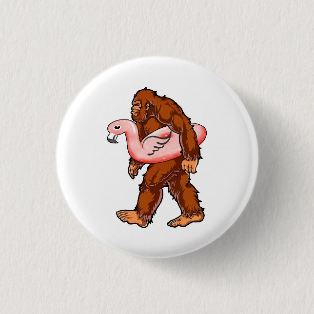 Chapa Redonda De 2,5 Cm Flamingo Bigfoot (Anverso)