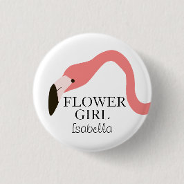 Chapa Redonda De 2,5 Cm Flamingo Rosa Whimsy Flower Girl