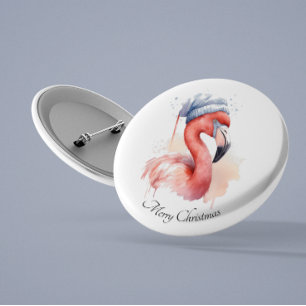 Chapa Redonda De 2,5 Cm Flamingo Snowbird de Santa, personalizado