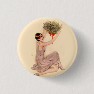Chapa Redonda De 2,5 Cm Flapper con Mistletoe