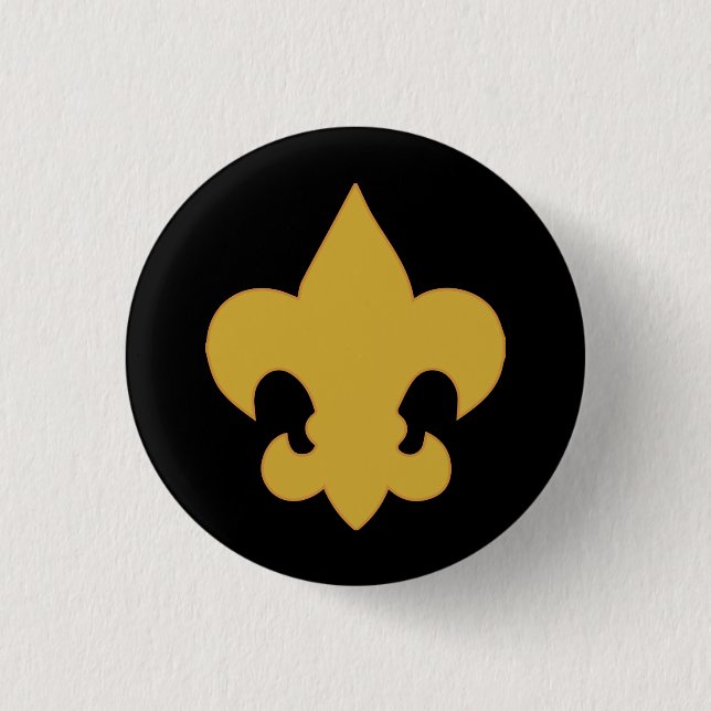 Chapa Redonda De 2,5 Cm Fleur de oro de Lis en negro (Anverso)