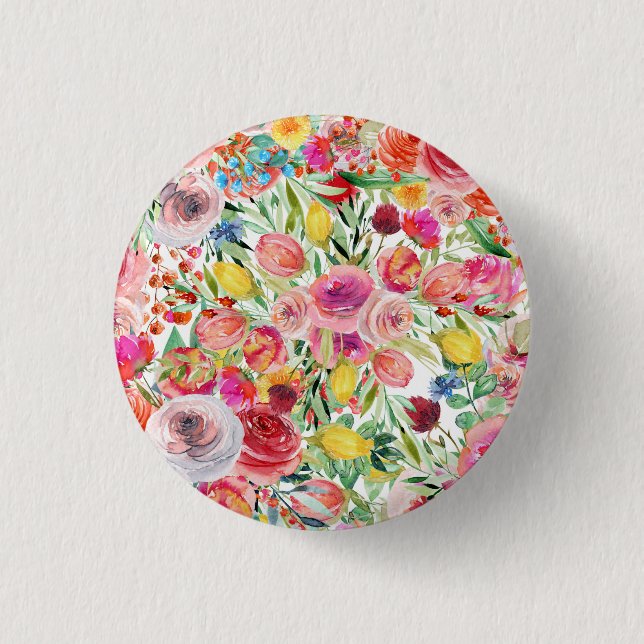 Chapa Redonda De 2,5 Cm Flor de gloria matutina (Anverso)