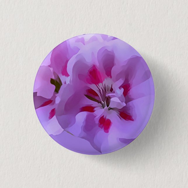 Chapa Redonda De 2,5 Cm Flor de Hibisco Abstracta Violeta Rosa (Anverso)