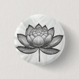 Chapa Redonda De 2,5 Cm Flor de loto dibujada a mano sagrada, flor de liri