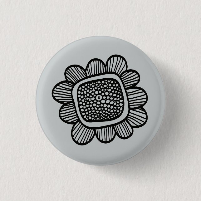 Chapa Redonda De 2,5 Cm Flor del Doodle (Anverso)