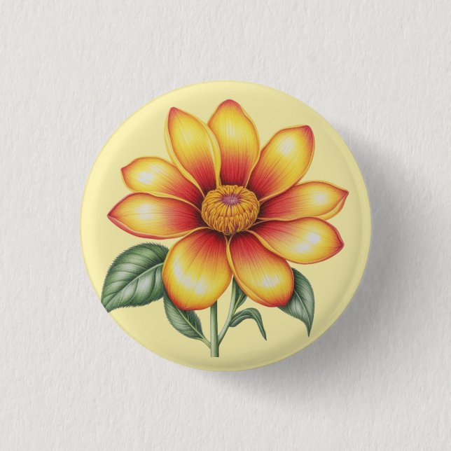 Chapa Redonda De 2,5 Cm Flor naranja (Anverso)