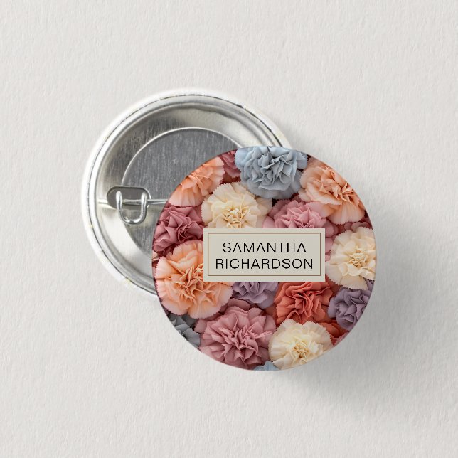 Chapa Redonda De 2,5 Cm Flor personalizada rosa (Anverso y reverso)