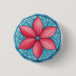 Chapa Redonda De 2,5 Cm Flor rosa