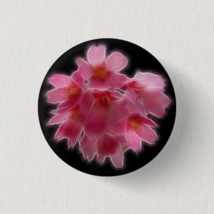 Chapa Redonda De 2,5 Cm Flor rosada del árbol de la flor de cerezo