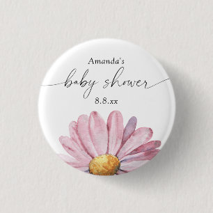 Chapa Redonda De 2,5 Cm Flor silvestre rosa - Ducha para bebé